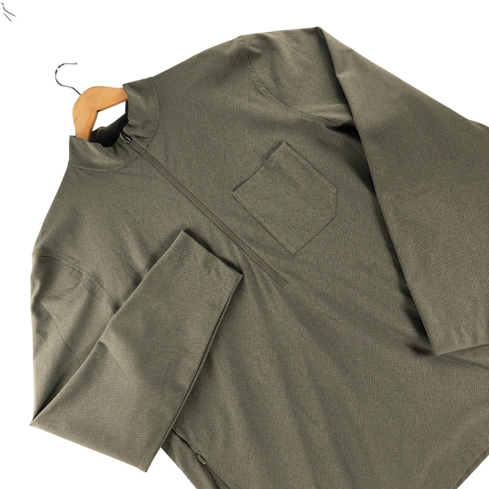 Lululemon Jacket Mens Woven Air Half Zip Pullover Zip Pockets in Stone EUC